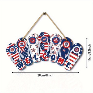 Venta <span class=keywords><strong>Directa</strong></span> de Fábrica, Letrero Patriótico para Puerta con Diseño de Chanclas de Estados Unidos, Guirnalda <span class=keywords><strong>Roja</strong></span>, Blanca y Azul para el 4 de Julio, Decoración para Puerta Principal o Porche - Product Image 4