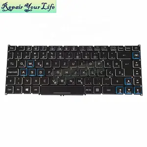 Keyboard Gaming Backlit SV Asli, untuk Acer Triton 500 PT515-51 LG4P_P90BRL NKI14170NT NSK-RNABW Putih dengan Tepi Biru Hitam