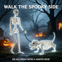 Squelette de chien en plastique de 90 cm et 165 cm, support de déguisement moderne et terrifiant pour Halloween, jouet d'horreur pour adulte, idéal pour cosplay, mascarade, festival, maison