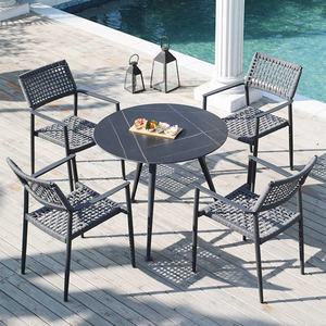 Muebles de exterior modernos Juego de comedor moderno Mesas y <span class=keywords><strong>sillas</strong></span> de exterior de aluminio para <span class=keywords><strong>terraza</strong></span> de negocios - Product Image 6