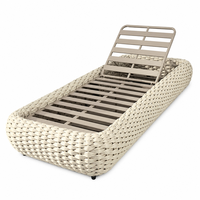 Chaise longue d'extérieur en rotin tressé avec dossier réglable, transat de jardin pour terrasse et piscine