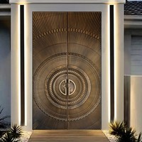Porte de villa double entrée en aluminium sculpté de luxe, embossée, gris foncé mat, antivol, sécurisée, sur mesure.