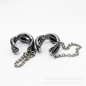 yunnique Snake <b>Cuff</b> <b>Earrings</b> Tibetan Silver Chain Attached Animal Design Fashion Jewelry - Product Image 5