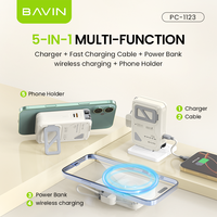 BAVIN PC1123 10000mAh banco de energía de carga rápida inalámbrico con cable de carga del soporte del teléfono