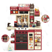Ensemble de cuisine pour enfants avec 71 pièces, table de jeu de cuisine avec lumière, musique et vaporisateur, jouets de cuisine et d'aliments pour enfants