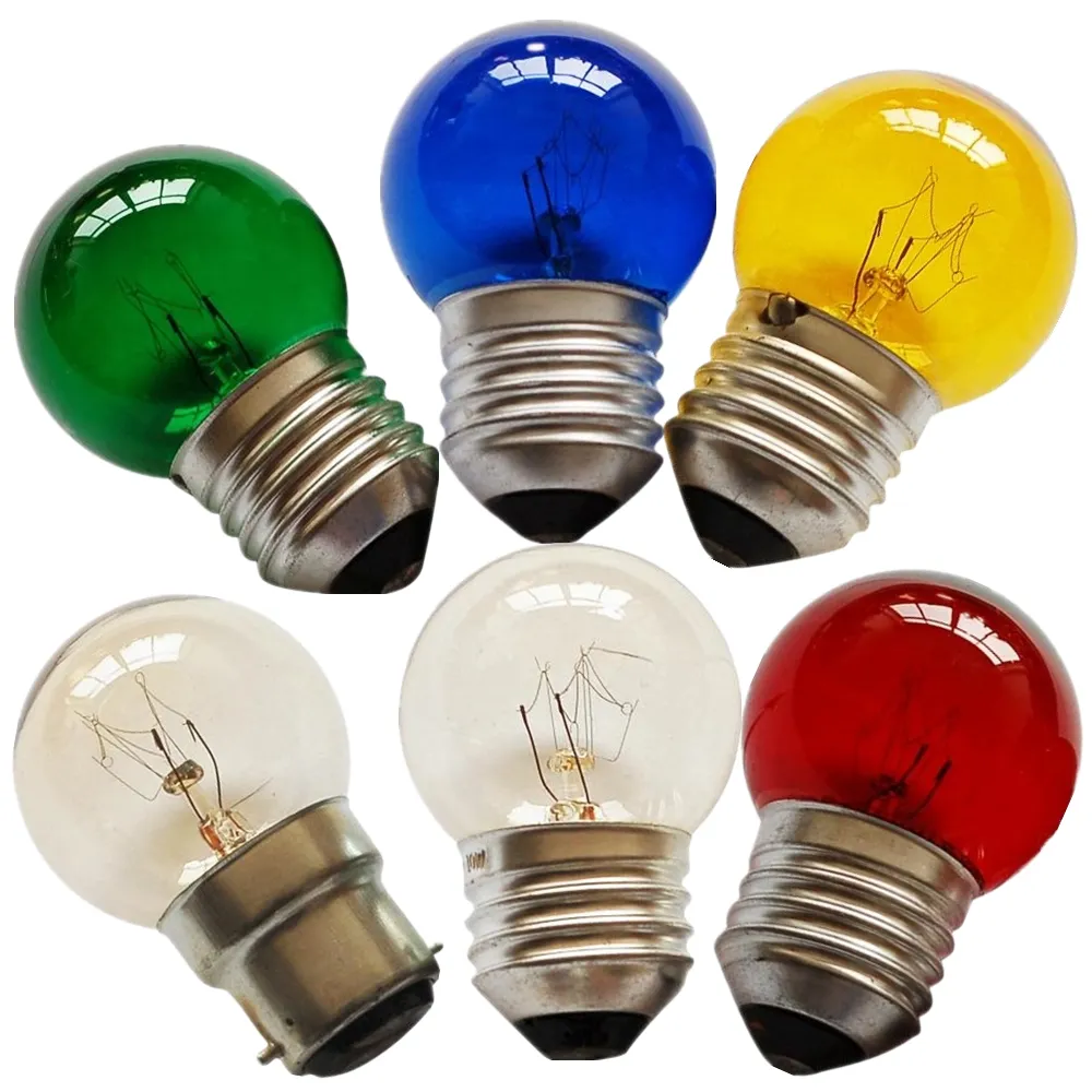5w 7w 10w 15w g40 g45 g50 lâmpada de cor incandescente redonda E12/E14/E26/E27/B22 pequeno globo luz lâmpada