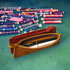 Estuche de lápices y estuche para bolígrafos con cierre de cremallera de cuero de vaca genuino estilo Vintage Crazy Horse de grano completo para niños en edad escolar - Product Image 3