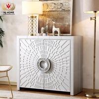 HJ Home Jonathan Adler Talitha Console et coffre en métal et bois massif Incrustation d'os et revêtement en laiton Armoire et buffet