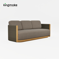 Canapé d'extérieur en teck pour hôtel, mobilier de patio de resort en corde tressée, canapé en bois en forme de L, ensemble de meubles d'extérieur imperméables