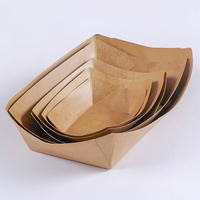 Vente en gros boîte d'emballage en papier kraft pour frites boîte sans origami papier pour frites BBQ Snack boîte bateau