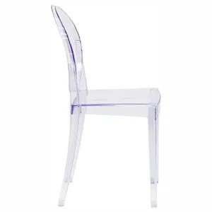เก้าอี้รับประทานอาหารพลาสติก PP ใสลายผีอะคริลิกใสสำหรับจัดเลี้ยงงานแต่งงานเก้าอี้รับประทานอาหารออกแบบได้ตามต้องการ