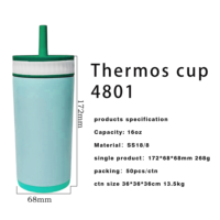 Gobelet isotherme en acier inoxydable 18/8 de 12oz et 16oz, à double paroi sous vide avec paille et deux couvercles optionnels, personnalisable avec logo