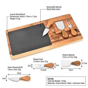 Planche à découper en acacia SANOSH personnalisée pour fromages <span class=keywords><strong>et</strong></span> charcuteries avec ensemble de couteaux en acier inoxydable, planche à charcuterie <span class=keywords><strong>magnétique</strong></span> pour la maison <span class=keywords><strong>et</strong></span> l'hôtel - Product Image 3