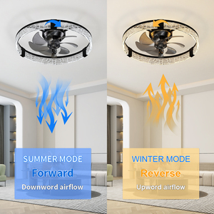 Slim Flush Mount Decorative Ceiling Fan Light Crack Texture 3000K-6500K Color <b>Change</b> 6 Speed Reversible Wind For Small Room - Product Image 4