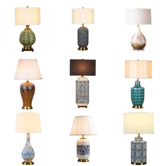 Classic American Retro Ceramic Table Lamp Handmade Pottery Pot Custom Design Living Room Bedroom Decorative Lamps Wholesale