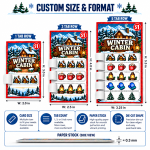 Cartes de jeu à languette à tirer instantanée, à thème hivernal, avec logo personnalisé, plusieurs tailles de languettes, règles de jeu et trois fenêtres à ouverture rapide, en gros - Product Image 5
