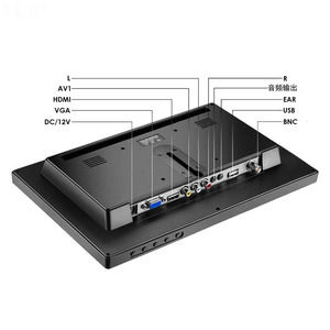 11.6 Inch 1366x768 LCD Screen Plastic Shell Desktop <strong>Monitor</strong> With HD VGA BNC AV USB Interface For CCTV Car DVR Microscope Camera - Product Image 4