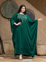 Doux Chic Forêt Vert Abaya Délicate Perle Blanc Broderie Fluide Soyeux Robe Confortable Modeste Couverture En Gros Multi Commandes