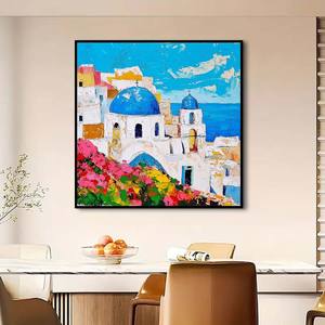 Pintado a mano <span class=keywords><strong>de</strong></span> alta calidad Santorini <span class=keywords><strong>Grecia</strong></span> paisaje mar Egeo <span class=keywords><strong>pintura</strong></span> al óleo para decoración para sala <span class=keywords><strong>de</strong></span> estar soporte <span class=keywords><strong>de</strong></span> artista Base <span class=keywords><strong>de</strong></span> lienzo - Product Image 4