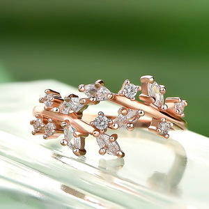 Anello Intrecciato a Forma di Ramo in Tono Rosa per Donne, Gioielli di Moda Creativi e Scintillanti, Vendita all'Ingrosso - Product Image 2