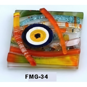 Aimant de réfrigérateur en verre de 5x5 cm Evil Eyes Unique et élégant - Product Image 1