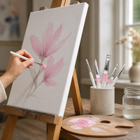 Pinceaux de peinture professionnels, 6 pièces, ensemble de pinceaux d'artiste de haute qualité pour peinture acrylique et aquarelle, couleur blanc orange