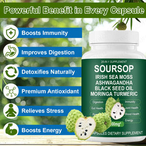 Soutien exclusif pour l'immunité, la digestion, <span class=keywords><strong>les</strong></span> articulations, la peau, <span class=keywords><strong>les</strong></span> cheveux et l'énergie : Capsules de mousse de mer irlandaise, Ashwagandha, huile de graines noires et graviola pour homme - Product Image 3