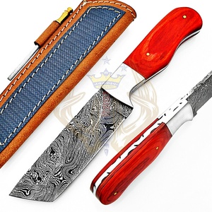 Couteau à lame fixe en acier damas personnalisé de haute qualité OEM pris en charge pour la chasse Camping manche en bois dur polyvalent industriel - Product Image 1