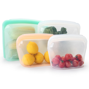 Conjunto de bolsas de congelar reutilizáveis, conjunto de bolsas de silicone de platina para armazenamento de alimentos