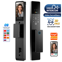 Serrure intelligente avec contrôle à distance par application, déverrouillage par reconnaissance faciale, sonnette vidéo intégrée, caméra, empreinte digitale, mot de passe, serrure de porte Tuya