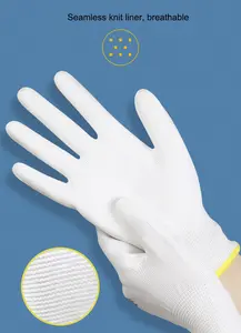 Gants tricotés sans couture en nylon à revêtement de paume en polyuréthane PU noir