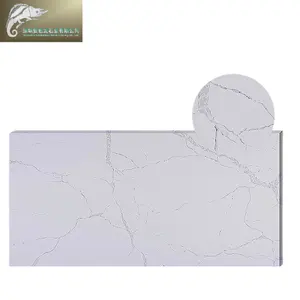 Precio al por mayor de fábrica, placa de piedra de cuarzo artificial para encimeras Hi-Q (alta calidad), encimeras de mesa blancas Calacatta pulidas