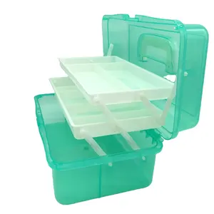 صندوق أدوات مكياج بلاستيكي محمول بسعة كبيرة, صندوق أدوات بلاستيكي محمول سهل الحمل ، سهل الحمل ، سهل الحمل ، متين ومتين