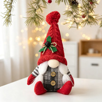 Père Noël en peluche de luxe nordique avec chapeau tricoté lumineux, poupée de Noël, cadeau pour enfants, jouet sans visage, décoration, ornement de bureau