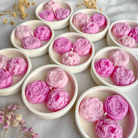 Lilin Mini Berlabel Pribadi Grosir Warna Beige, Lilin Vegan Beraroma Kedelai Bentuk Bunga untuk Hadiah Yoga, Pernikahan, dan Dekorasi Rumah