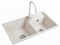 Set Wastafel Dapur Stainless Steel 304 Berkualitas Tinggi dengan Keran, Model Modern Double Bowl, Pilihan Warna (Hitam/Putih), Dapat Disesuaikan