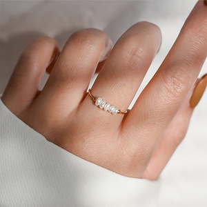 EManco Classic Style Stainless Steel <strong>Rings</strong> 18K Gold Plated Tarnish Free Fresh Water Pearl <strong>Rings</strong> for Girls for Engagement - Product Image 5