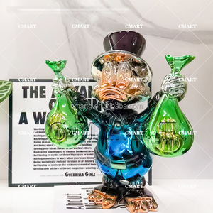 Statue de canard en résine chromée, décoration d'intérieur, grande sculpture de canard porte-monnaie, sculpture pop art <span class=keywords><strong>Monopoly</strong></span> Dagobert - Product Image 2