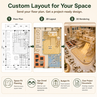Parque Infantil Temático de Madera para Juego de Roles, Mercado de Simulación, con Certificación CE y TUV, Entrega Llave en Mano, Paneles Sensoriales, Piscina de Bolas, Proyecto para Cafetería Familiar
