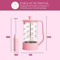 Cafetière à piston en verre borosilicate avec poignée en plastique rose personnalisée, nouveau style, pour la maison, avec mousseur à lait