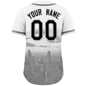 Groothandel op maat bedrukte plus size baseball shirts van de beste kwaliteit, gepersonaliseerde stadslandschap stijl, authentieke jersey - Product Image 3