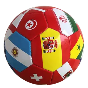 Logotipo de balón de fútbol con bandera de país, balón de fútbol con impresión en máquina cosida en pvc/pu/tpu