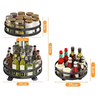 Organisateur de porte-épices à rotation de cuisine en métal plateau de rangement antidérapant pour bocaux assaisonnements et accessoires d'épices