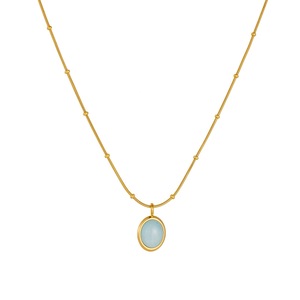 Oval Resin Pendant Necklace Gold Plated Geometric Clavicle Chain Everyday Wear - Product Image 5