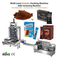 Machine automatique de conditionnement et d'emballage en cartons pliants pour sachets de poudre de chocolat chaud instantané à la vanille multi-lignes