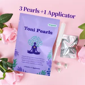 Grosir 100% asli kebersihan wanita Herbal Yoni detoks mutiara set tampon organik vagina bersih titik 3 mutiara + 1 aplikator