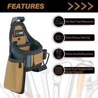 Pochette à outils petite MELOTOUGH kaki avec clip de ceinture à dégagement rapide, profondeur 20 cm, capacité 200 lb, mini organisateur de travail, sangle en sangle adhésive