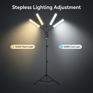 Kit d'éclairage vidéo LED professionnel à 4 bras CRI 90+ portable <span class=keywords><strong>pour</strong></span> studio <span class=keywords><strong>photo</strong></span>, idéal <span class=keywords><strong>pour</strong></span> YouTube, TikTok, créateurs de contenu, vlogs et miroirs - Product Image 4