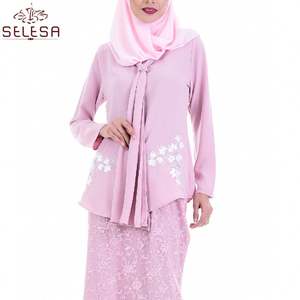 Kemeja Kedua2020ファッションストライプビューティーケバヤ中国ManxunサプライヤーレースフローラルプリントBajuKurungサテン - Product Image 3