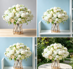 HNVNER Fleurs <span class=keywords><strong>de</strong></span> lys en soie modernes faites à la main, 2 bouquets, blanc, grandes compositions florales pour mariage, Saint-Valentin, remise <span class=keywords><strong>de</strong></span> diplôme, hôtel - Product Image 6